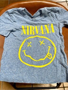 jumping beans Blue Heather Tee with Yellow Nirvana Smiley
